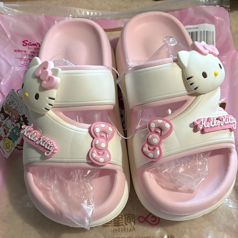 Easter Sale!! Hello Kitty Pink/White or Kuromi Purple/Black Womens Eva slides